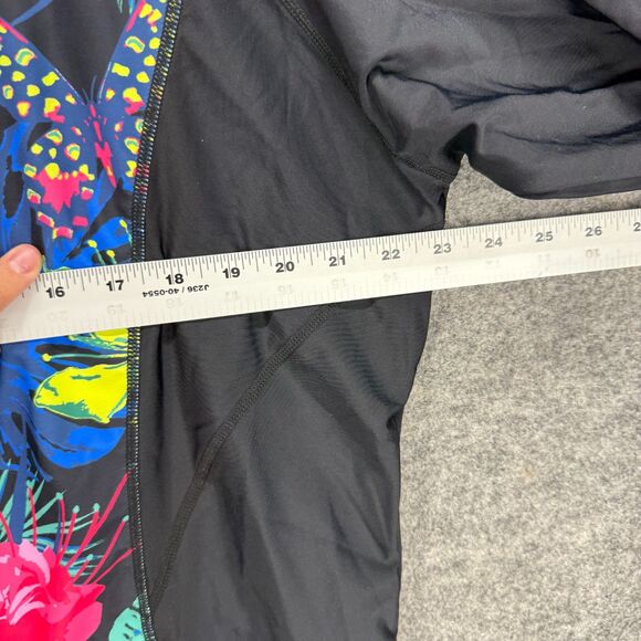 Unbranded Rash Guard Women 3XL Black Floral Long Sleeve Crew Neck Swimsuit - Picture 4 of 6